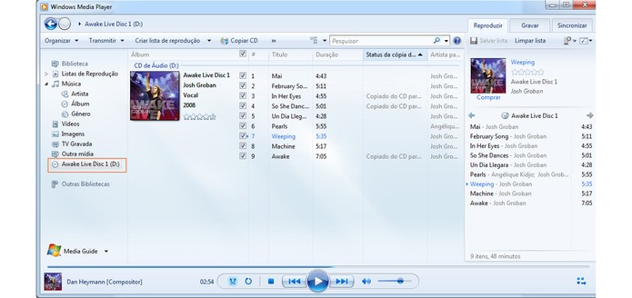 Abra o Windows Media Player e aguarde a leitura do CD (Foto: Reprodu??o/Barbara Mannara)