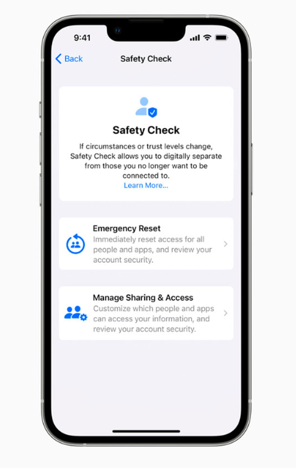Safety Check do iOS 16 — Foto: Divulgação/Apple