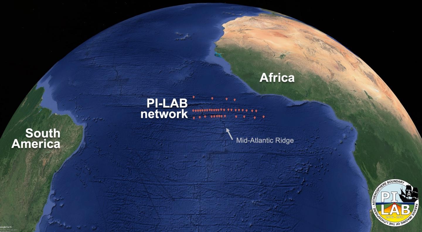 Imagem mostra onde os sismólogos ficaram para estudarem o fenômeno geológico está afastando as Américas da África e da Europa (Foto: University of Southampton)