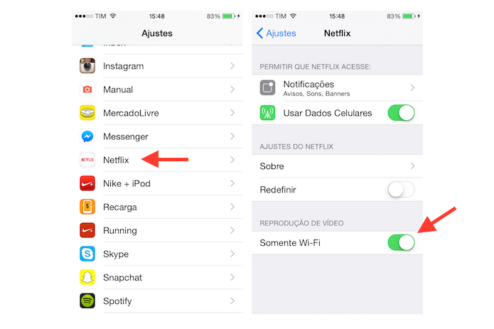 Limitando a reprodução de vídeos no Netflix para iPhone para redes WiFi (Foto: Reprodução/Marvin Costa)