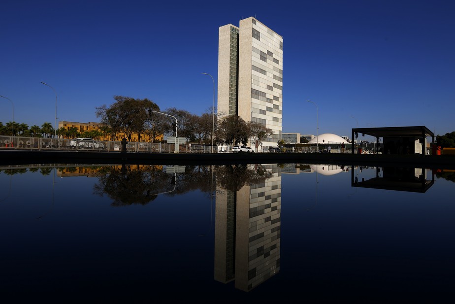 O prédio do Congresso Nacional visto do Palácio do Planalto