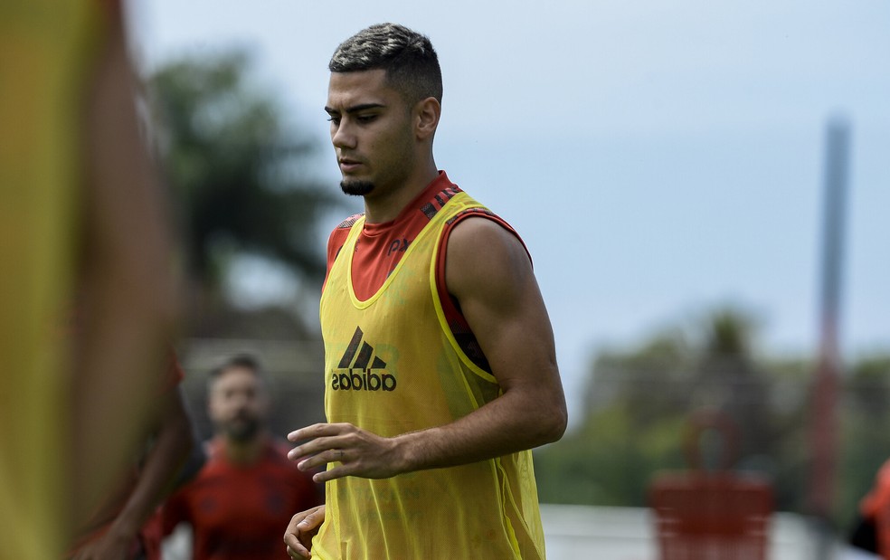 Andreas Pereira no treino do Flamengo no Ninho do Urubu — Foto: Marcelo Cortes/Flamengo
