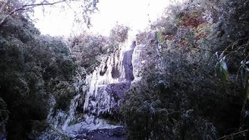 Cachoeira congelada em Urupema (SC) (Foto: Joziéli Andrade)