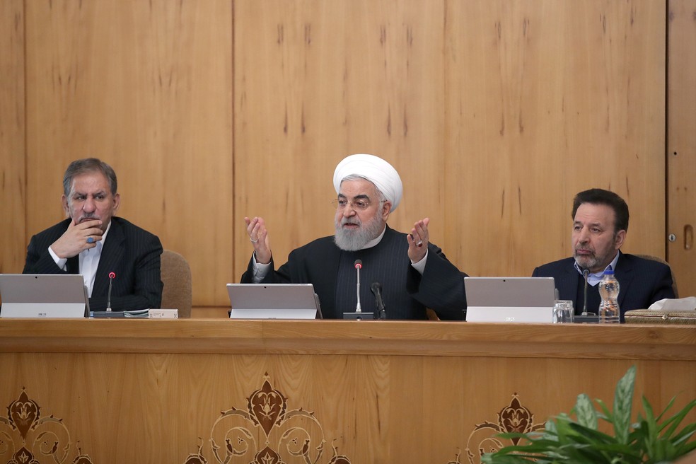 Hassan Rohani, presidente do Irã, durante discurso no dia 15 de janeiro de 2020 — Foto: Reprodução site oficial da presidência do Irã/Via Reuters