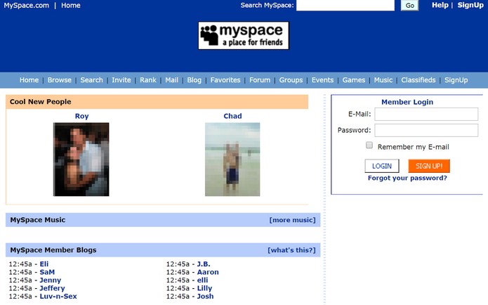 O MySpace foi reformulado, mas não tem o mesmo impacto que antes (Foto: Reprodução/Isabela Giantomaso)