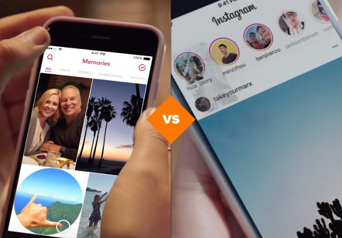 Snapchat Memories e Instagram Stories levam funções do rival aos apps (Foto: Arte/TechTudo)