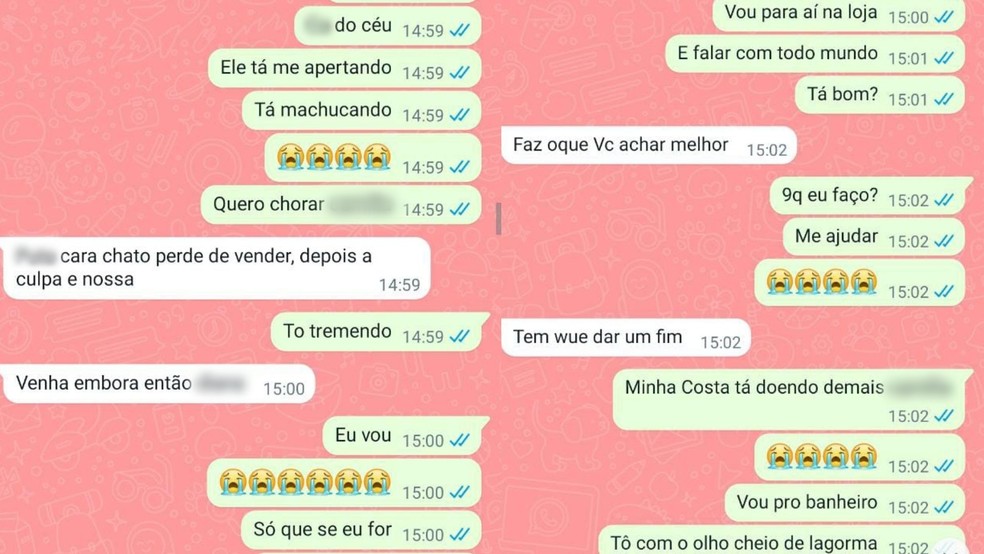 Adolescente que denunciou chefe por importunação sexual pede ajuda a funcionária em mensagens: Estou tremendo