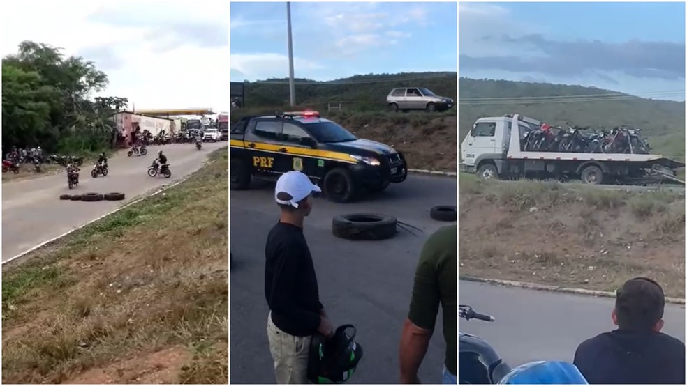 Polícia Rodoviária apreende dezenas de motocicletas usadas em rachas e manobras perigosas no interior do Ceará — Foto: Reprodução