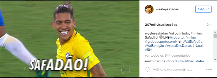 Wesley Safadão posta no Instagram sobre comparação com Firmino (Foto: Reprodução/Instagram)