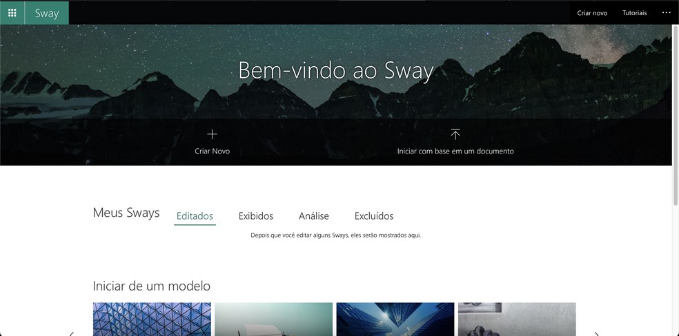 Sway é considerado um programa "irmão" do PowerPoint, devido à similaridade dos recursos — Foto: Reprodução/Guilherme Ramos