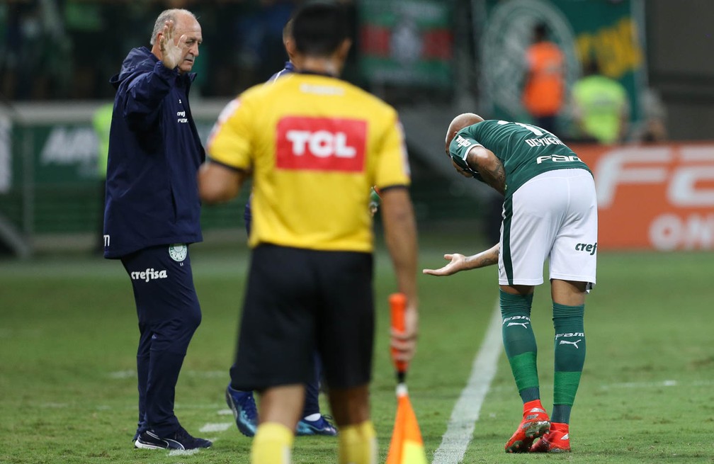 Deyverson comemora com FelipÃ£o seu gol contra o Internacional â Foto: Cesar Greco/Palmeiras