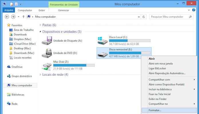 Acesse a pasta Meu computador no Windows Explorer (Foto: Reprodução/Helito Bijora) 