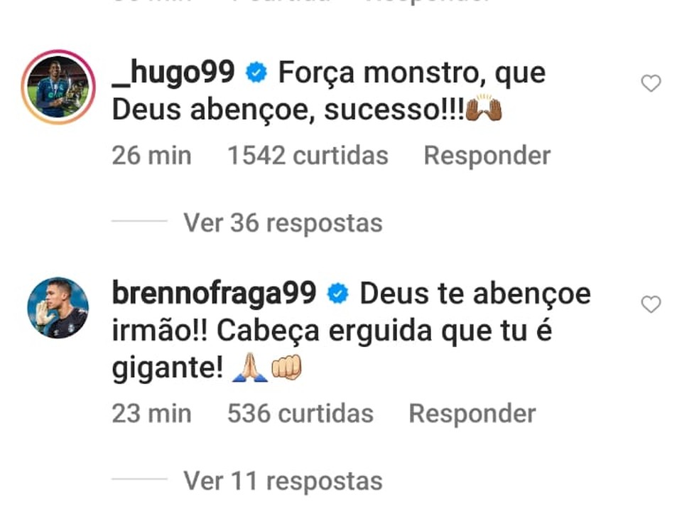 Goleiros acreano ganha apoio também gols goleiros do Flamengo e Grêmio — Foto: Reprodução/Instagram
