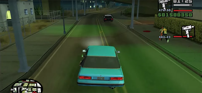 É possível pilotar carros com um amigo em GTA San Andreas (Foto: Reprodução/YouTube)