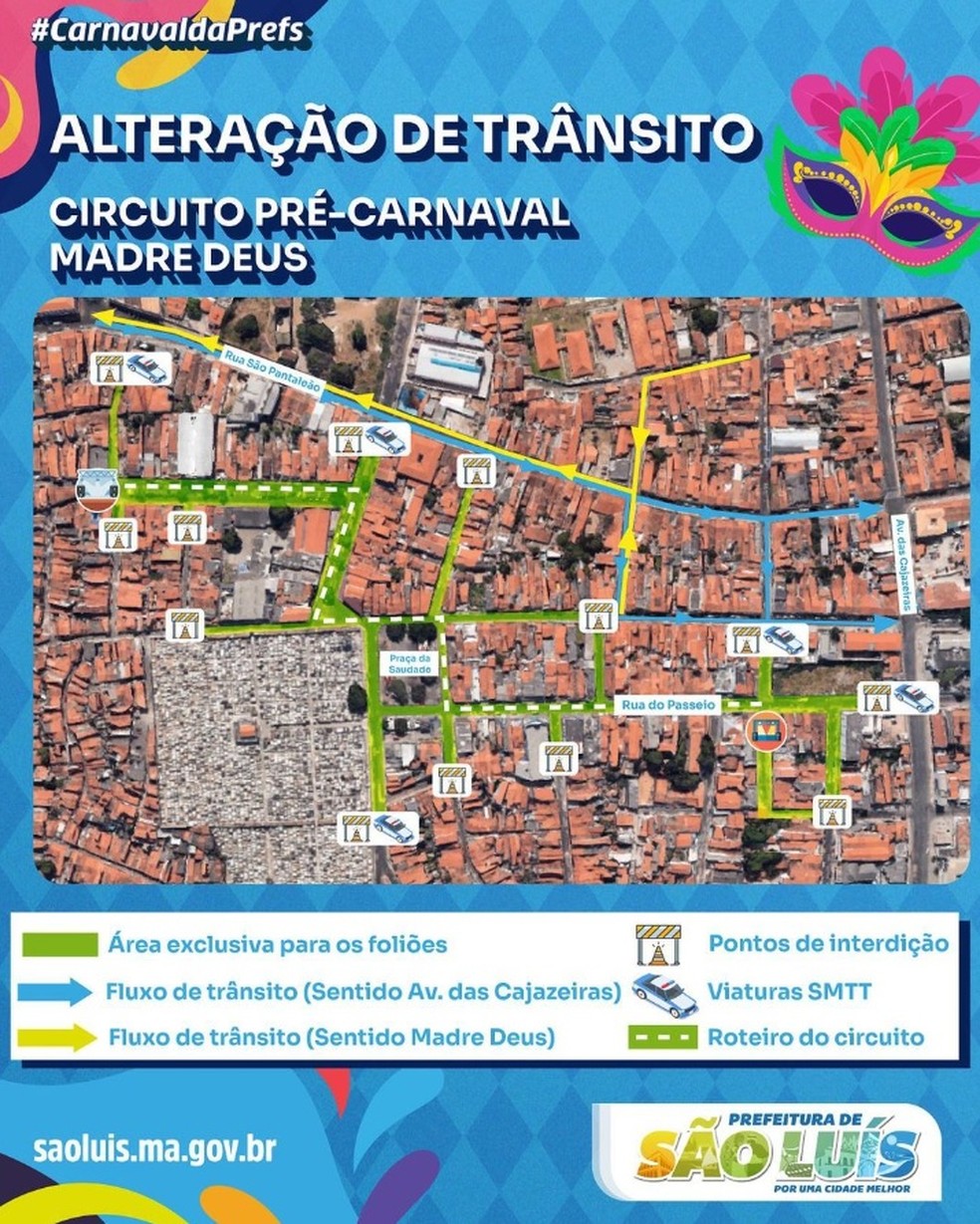 Trânsito na Madre Deus sofrerá alterações devido as festas de pré-carnaval em São Luís — Foto: Reprodução/TV Mirante