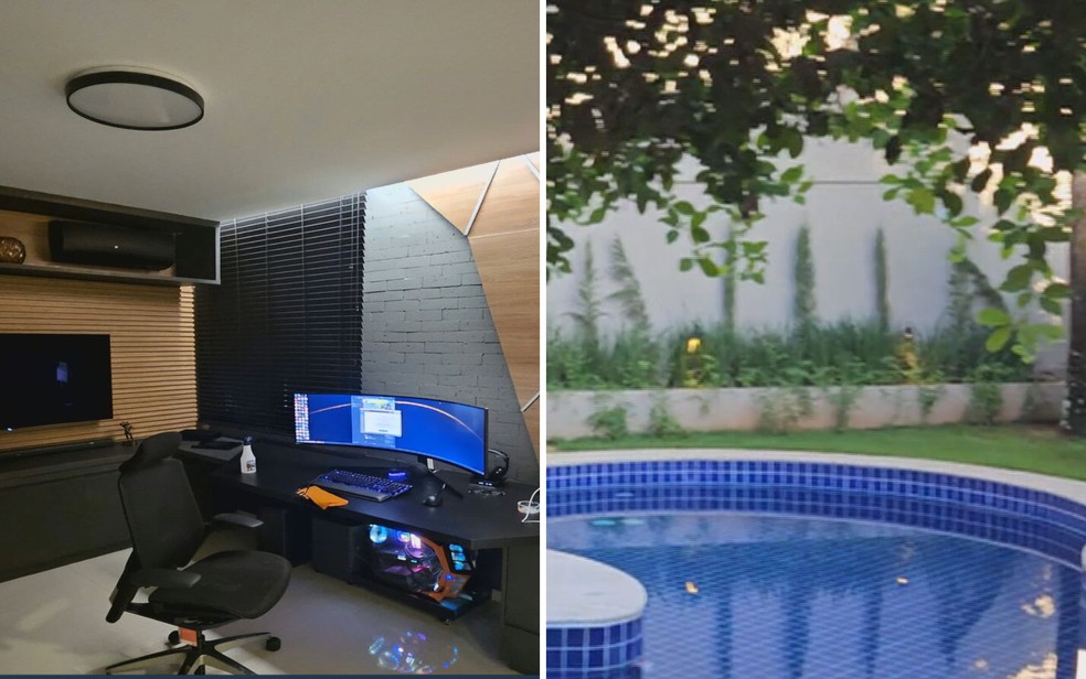 Casa de luxo onde Marcus Vinicius, que se apresenta como Vini Wizard, morava em Anápolis, Goiás — Foto: Reprodução/TV Anhanguera