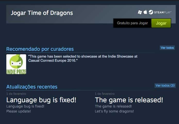 O botão Comprar muda para Jogar no Steam (Foto: Reprodução/Felipe Vinha)