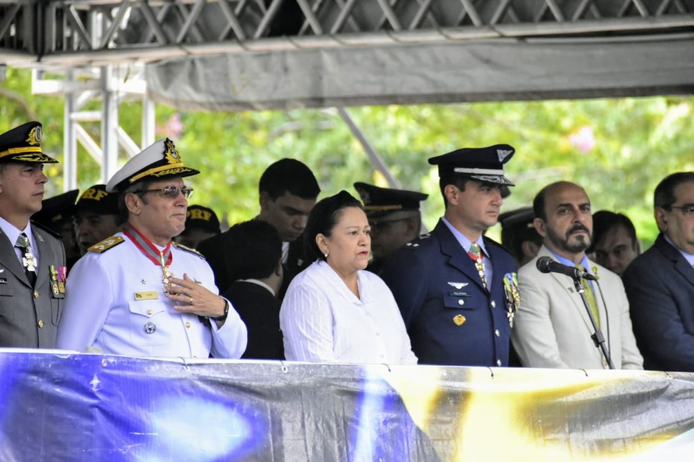 Governadora FÃ¡tima Bezerra esteve presente no desfile de 7 de Setembro â€” Foto: Pedro Vitorino