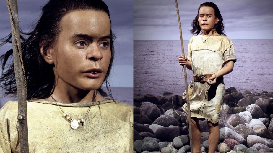Reconstituição de menino que morreu há 8,3 mil anos em caverna na Noruega