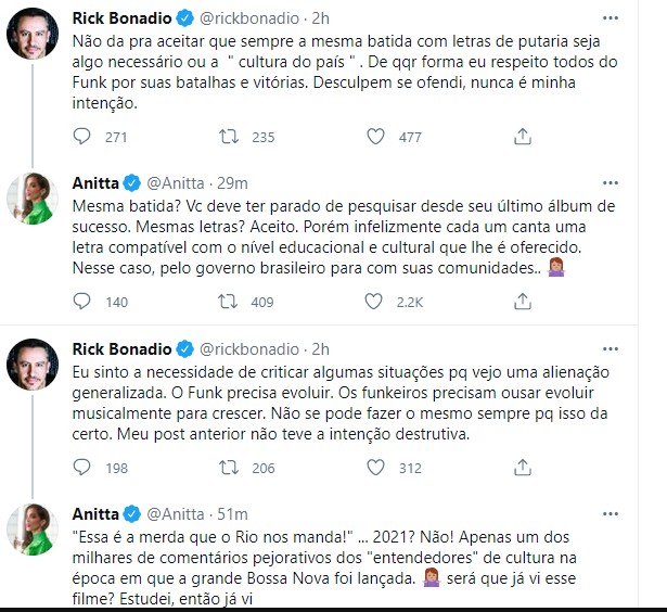 Anitta e Rick Bonadio discutem no Twitter (Foto: Reprodução/Twitter)