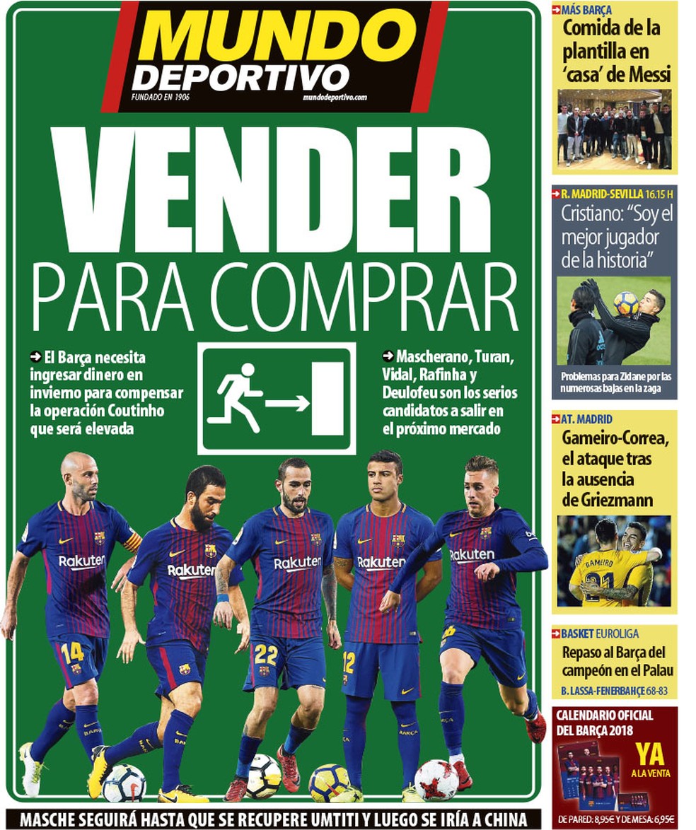 Capa Mundo Deportivo Barcelona (Foto: Reprodução/Mundo Deportivo)