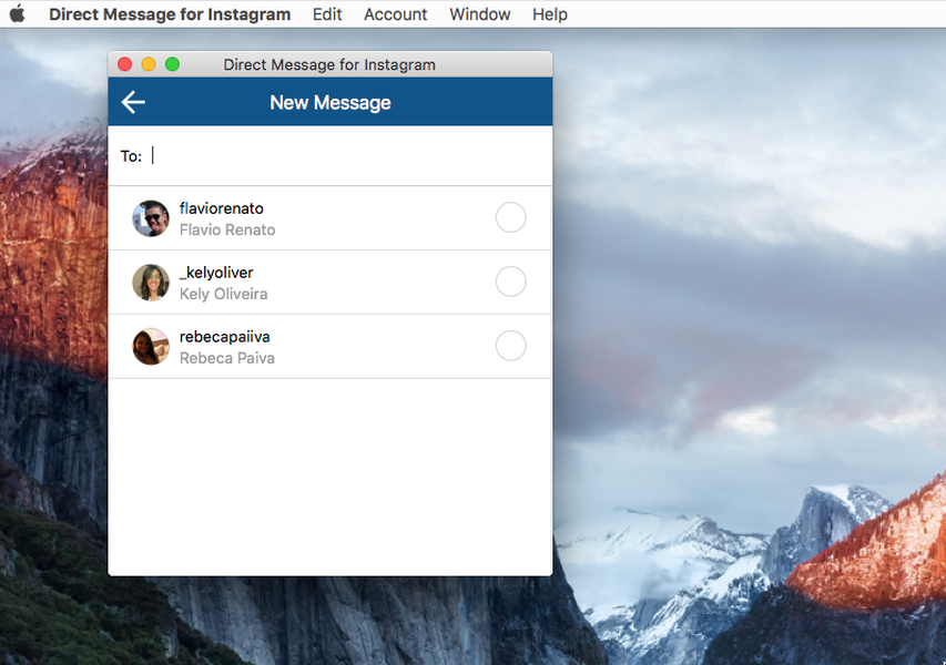 direct message for instagram for mac