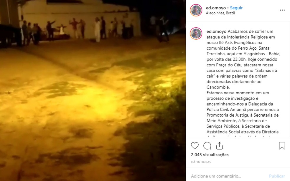 Membros de terreiro de candomblé na BA denunciam intolerância religiosa após ato de grupo com bíblia — Foto: Reprodução/Instagram