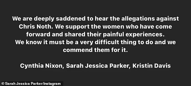 SJP, Cynthia Nixon e Kristin Davis emitiram um comunicado em 20 de dezembro (Foto: Reprodução/ Instagram)