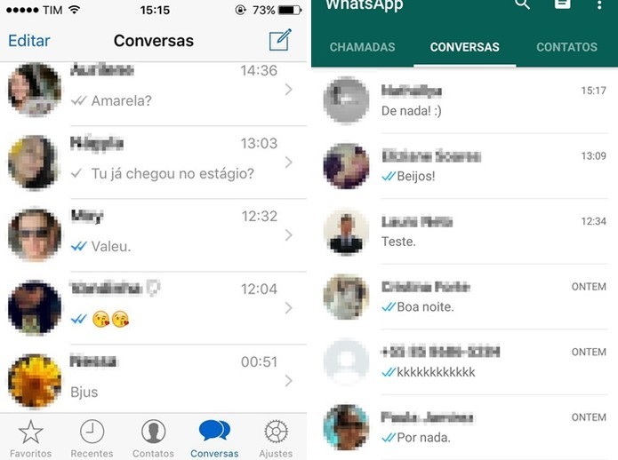 Atualização do WhatsApp permite ver confirmação de leitura na tela inicial (Foto: Felipe Alencar/TechTudo)