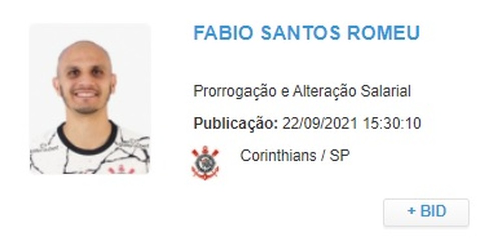 Novo contrato de Fábio Santos com o Corinthians — Foto: Reprodução