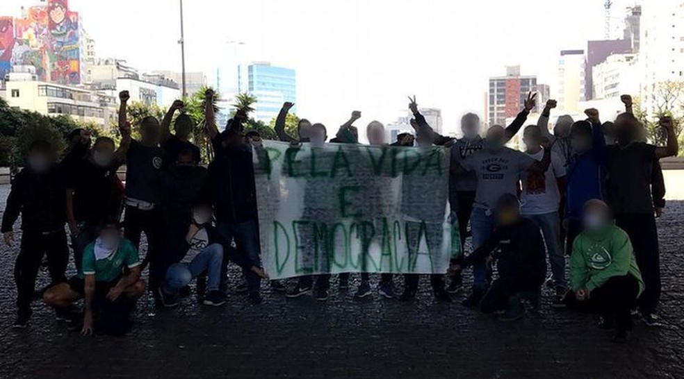 Torcedores do Palmeiras em manifestação na Avenida Paulista no último domingo — Foto: Reprodução