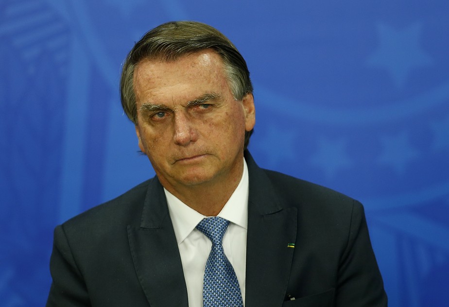 O presidente Jair Bolsonaro participa de cerimônia no Palácio do Planalto