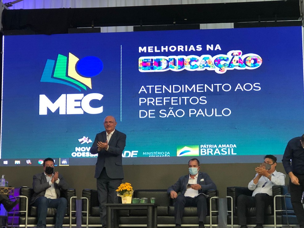 Ministro da Educação Milton Ribeiro em evento em Nova Odessa (SP) — Foto: Helen Sacconi/EPTV