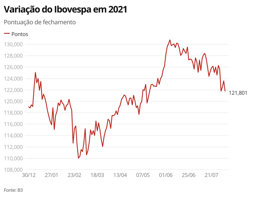 Variação do Ibovespa em 2021 — Foto: G1