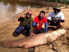 Em pesca esportiva, amigos fisgam pirarucu de 80kg em rio na Bolívia