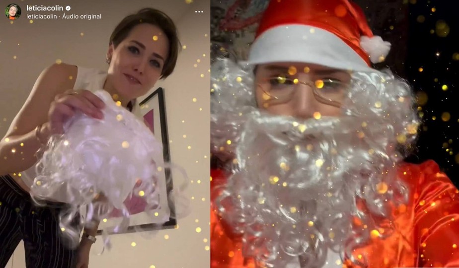 Letícia Colin vira Papai Noel em reunião de família: 'E eu arrasei'