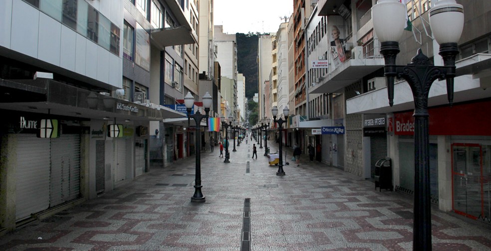Calçadão da Rua Halfeld durante a pandemia em Juiz de Fora — Foto: Gil Velloso/Prefeitura de Juiz de Fora