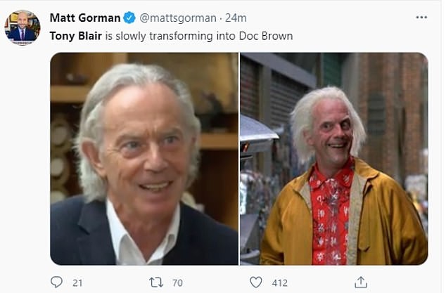 Tony Blair é comparado ao personagem Doc Brown de De Volta para o Futuro (Foto: reprodução)