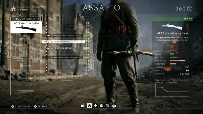 Confira as opções no menu de Battlefield 1 (Foto: Reprodução/Murilo Molina)