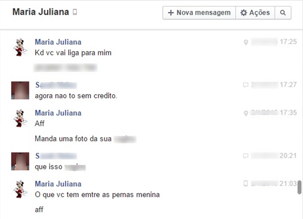 Homem criou perfil falso e trocou mensagens com uma menina de 9 anos em Caruaru â Foto: Facebook/ReproduÃ§Ã£o