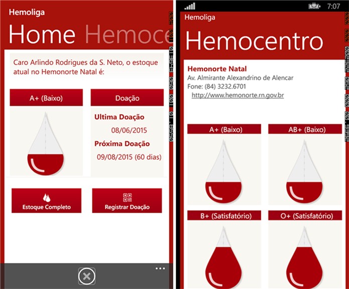 Hemoliga ? um aplicativo para Windows Phone que incentiva usu?rio a doar sangue (Foto: Divulga??o/Windows Phone Store)