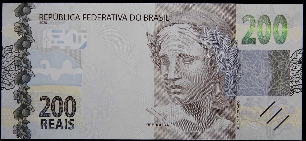 Parte da frente da nota de R$ 200 lançada há dois anos pelo Banco Central — Foto: Raphael Ribeiro/BCB
