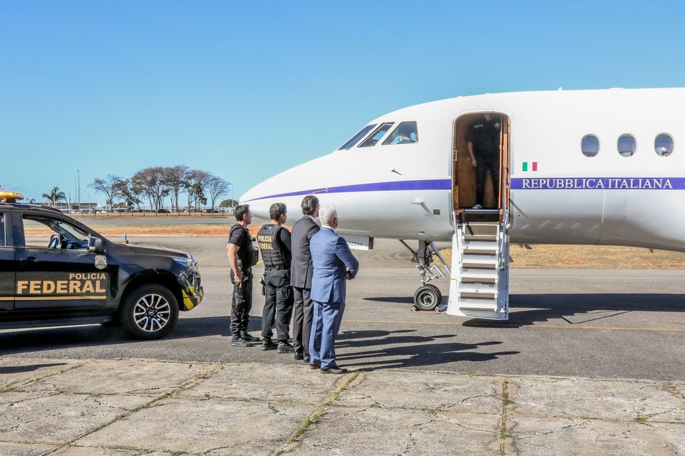 Extradição do mafioso italiano Rocco Morabito, em Brasília — Foto: PF/Divulgação