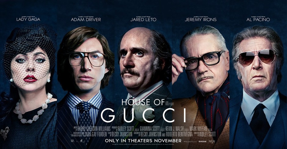 "House of Gucci": Lady Gaga, Adam Driver e elenco aparecem em pôsteres do filme (Foto: Divulgação)