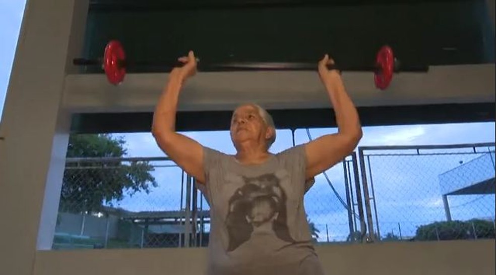 Sebastiana treina todos os dias Ã s 5h em academia de Rio Branco â Foto: ReproduÃ§Ã£o