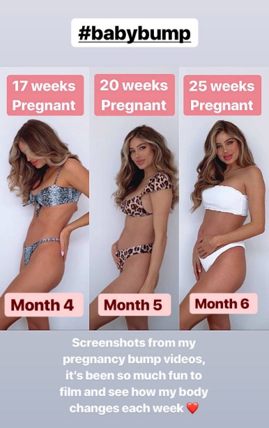 No Instagram, Belle Lucia mostrou o crescimento da sua barriga durante a gestação (Foto: reprodução / Instagram)