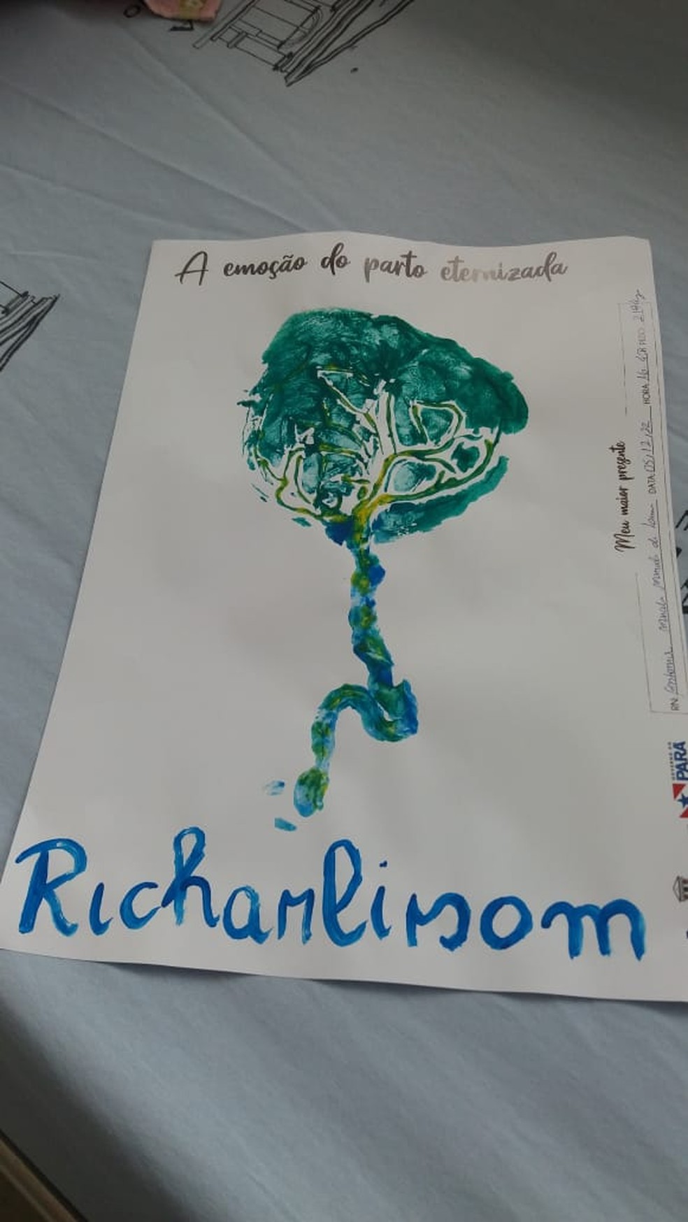 Apesar de ter um M no nome do documento do hospital, o bebê Richarlison será registrado com o N, igual ao atacante da Seleção — Foto: Arquivo pessoal