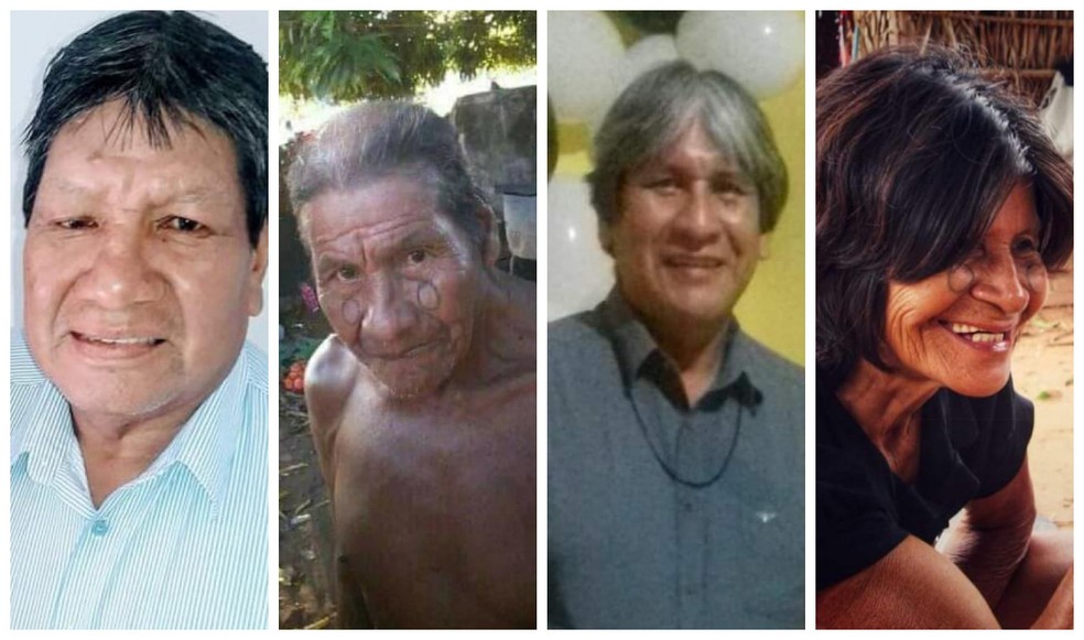 Irmãos Isarire Lukukui, Hawakatxi Karajá, Acari Maluá Karajá e Kuaxiru Karajá morreram por Covid-19 — Foto: Montagem G1
