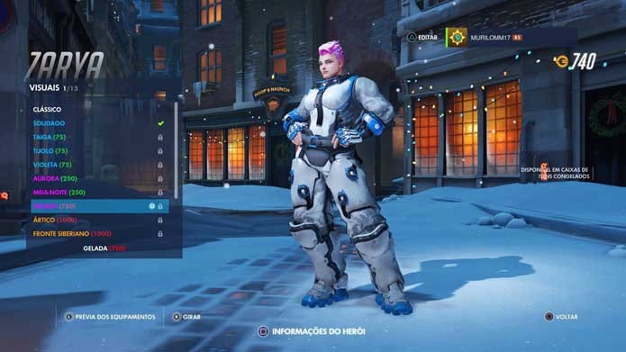 Zarya tem roupa congelada em Overwatch (Foto: Reprodução/Murilo Molina)