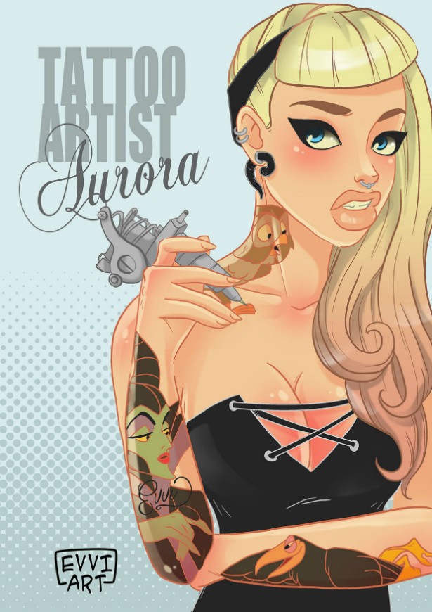 Aurora como uma tatuadora. (Foto: Reprodução/Emmanuel Viola)